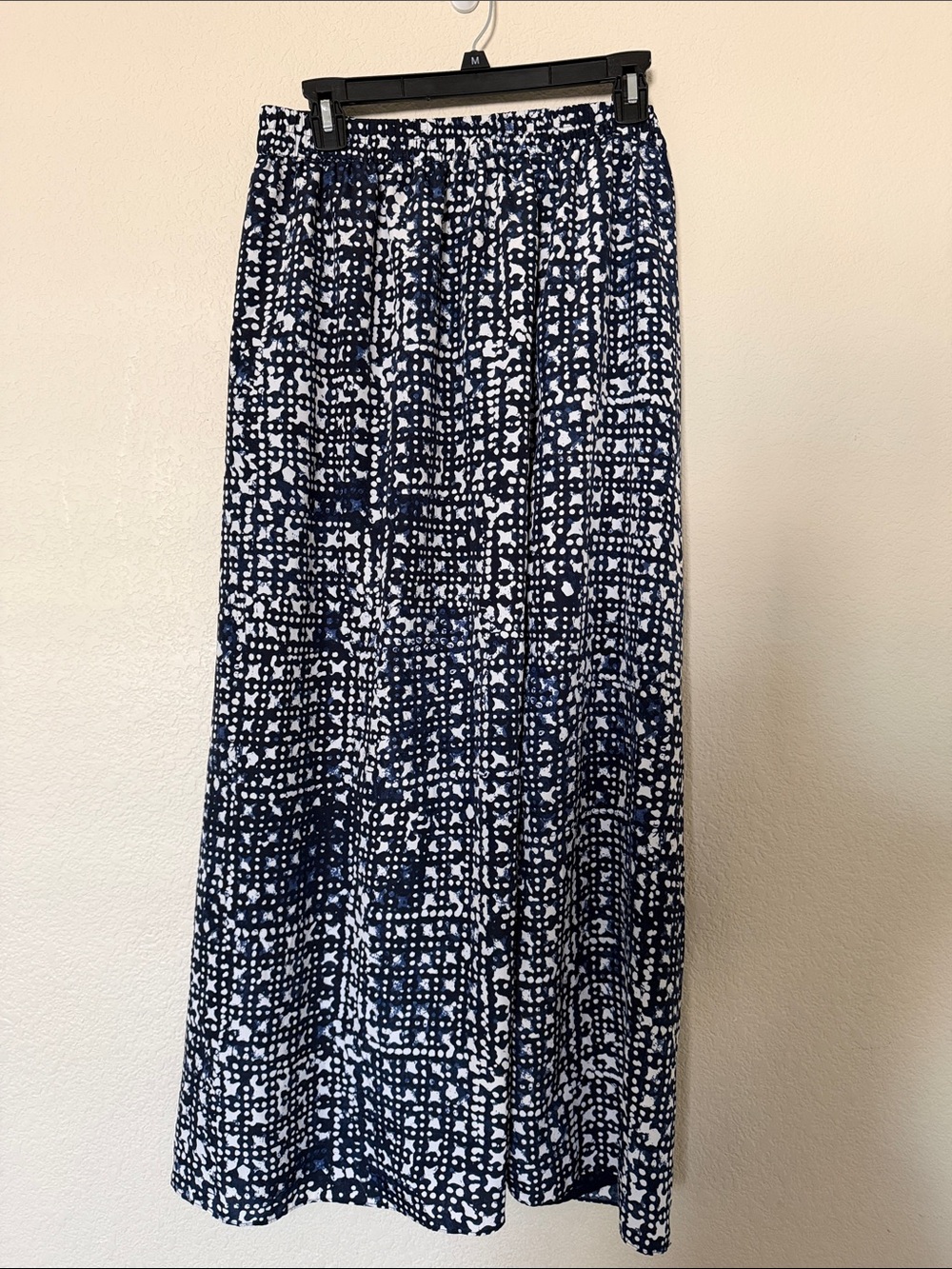 MICHAEL Michael Kors Navy and White Printed Elastic-Waist Maxi Skirt